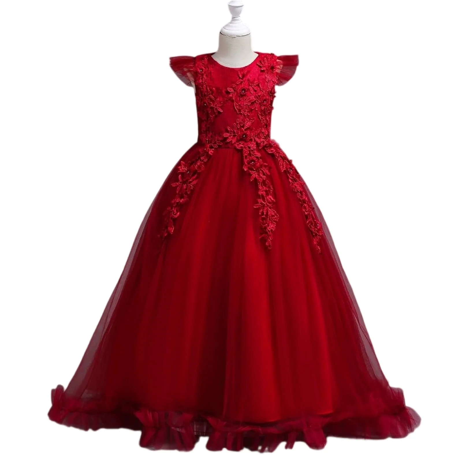 

Royal Satin Ball Gown with Sequined Bodice – Girls’ Stage Performance Dress for Christmas Pageants, Cosplay Events & Wedding