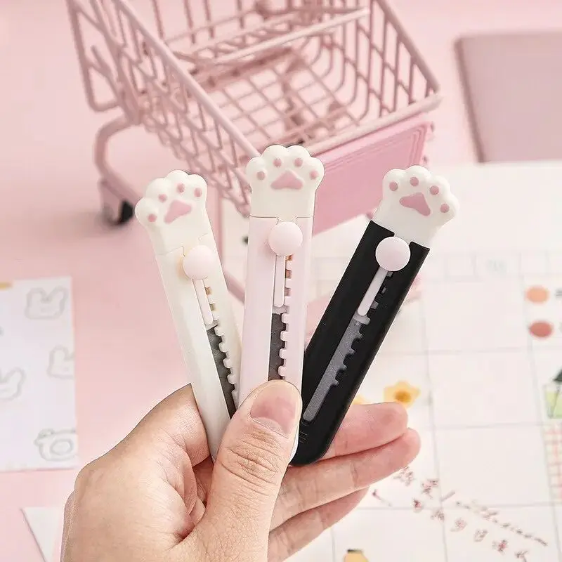 3pcs Mini Portable Cat Claw Utility Knife Cute Creative and Exquisite Decoration Materials for Students Hand Ledger