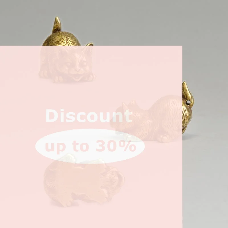 [1pc Available Brass Cute Cats Figurines Miniatures Desktop Ornaments Small Animal Tea Pet Home Decor Accessories]
