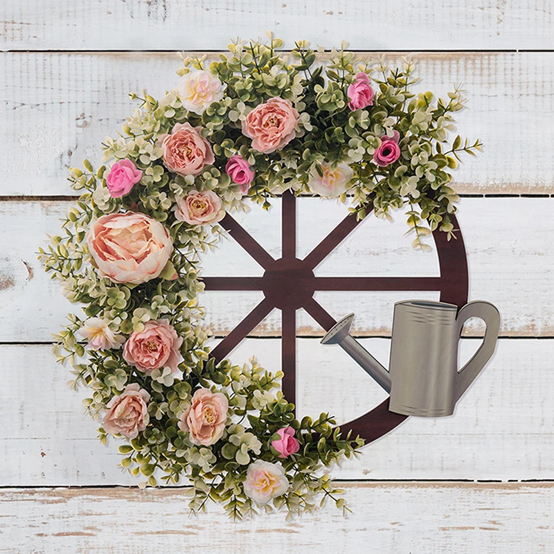 

Artificial Chinese Rose Wreath For Front Door Farmhouses Garden Wedding Indoor Outdoor Decorations