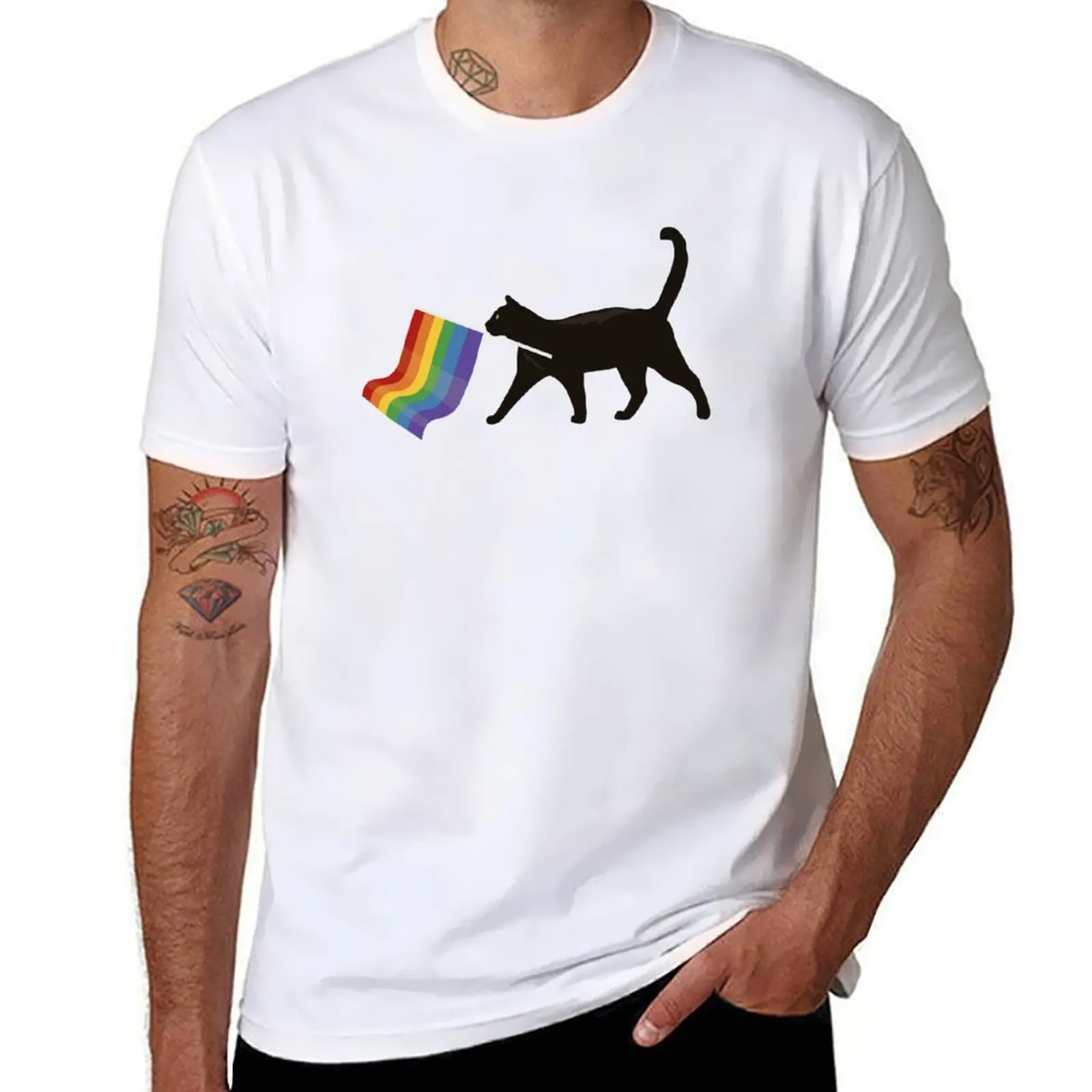 

a little gay cat friend! T-Shirt oversized hippie clothes mens t shirts