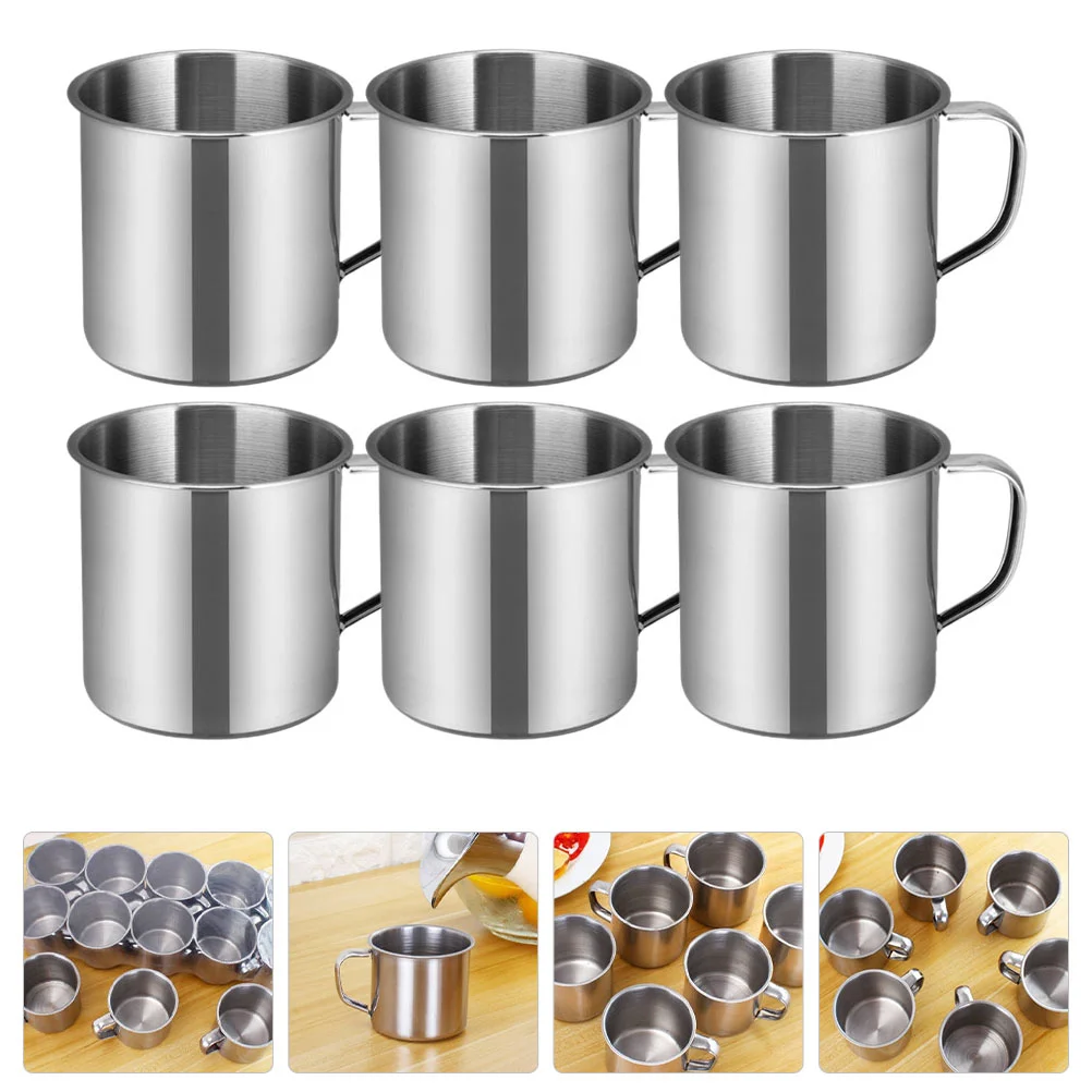 6 Pcs Office Cup Kids Milk Tea Mug Cups Kindergarten Water Coffee Know Camping Stainless Steel Toddler