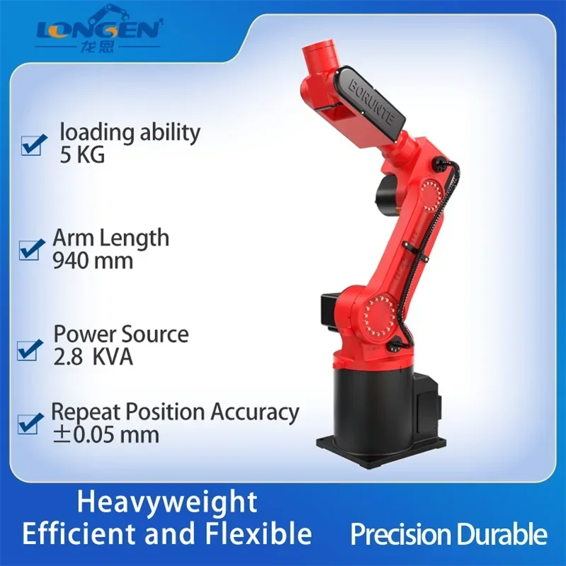 5KG Muatan Mencapai 940Mm Manipulator Presisi Tinggi Lengan Robot BORUNTE Lengan Robot 6 Sumbu Otomatis