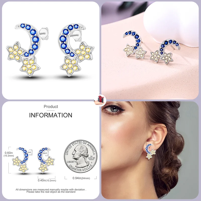 Pendientes de plata de ley 100% para mujer, aretes con forma de estrella, abeja y corazón, joyería exquisita para compromiso, fiesta de boda, regalo, 925