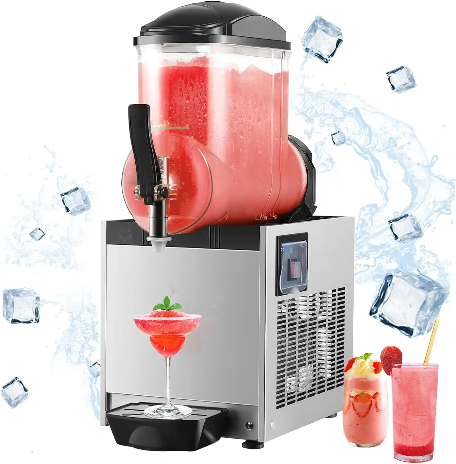 Commercial Slushie Machine, 12L Frozen Drink Margarita Machine Smoothie Slushy Maker Stainless Steel for Restaurant Bar Party