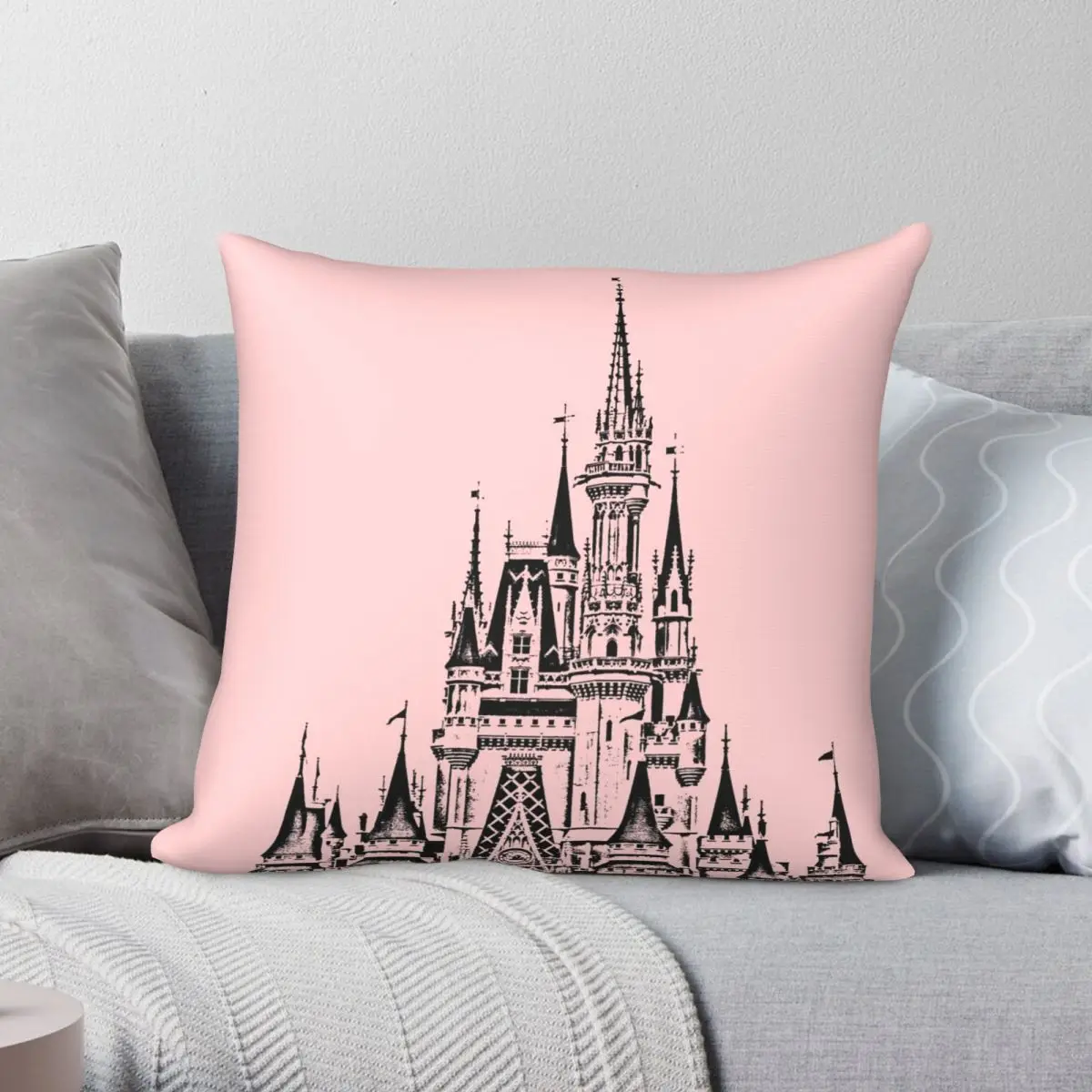 

Millennial Pink Magic Castle Stamp Pillowcase Polyester Linen Velvet Printed Zip Decor Pillow Case Bed Cushion Cover