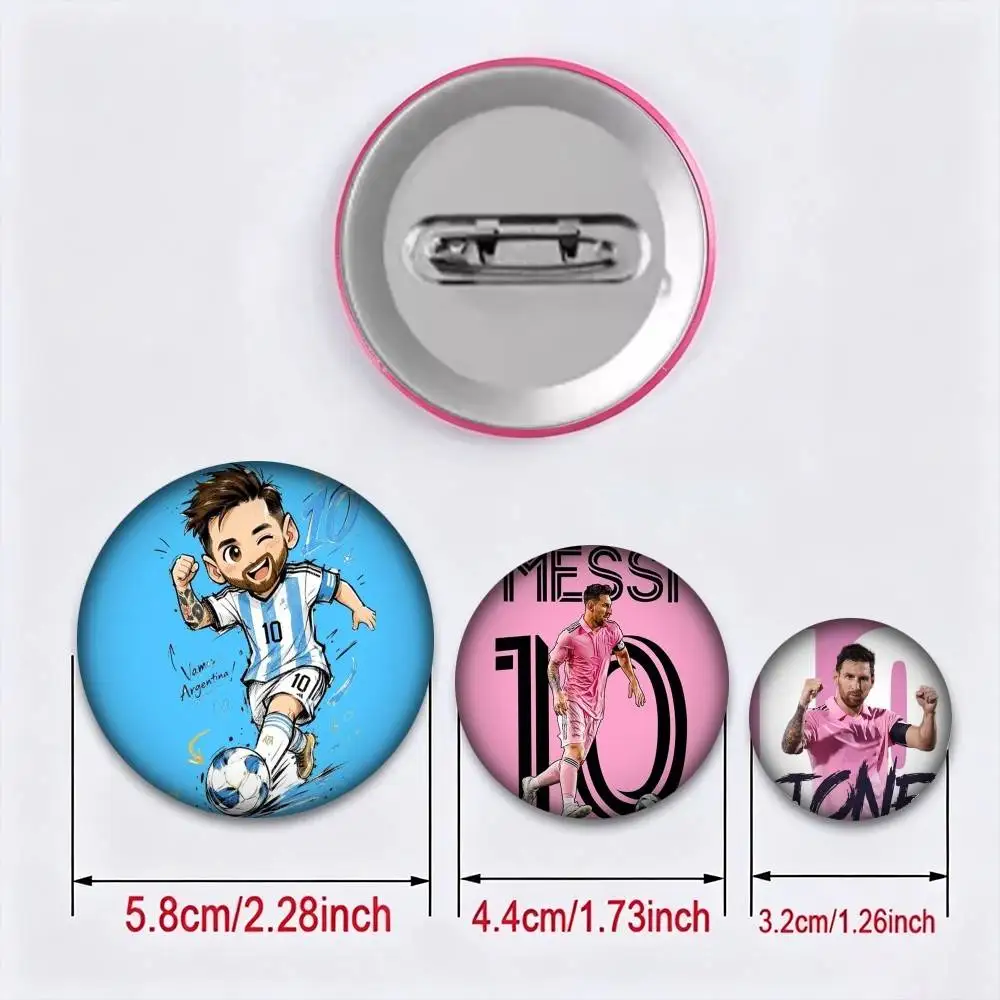 Footballer M-M-MessiS 25 32 44 58 75mm Badges Personalized Round Brooches Pins Accessory Gift
