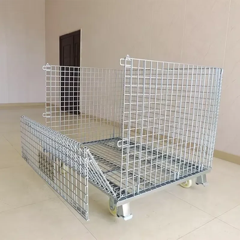 Steel Cage Storage Equipment Warehouse Logistic Stackable Wire Mesh Container Transport Box Basket Container