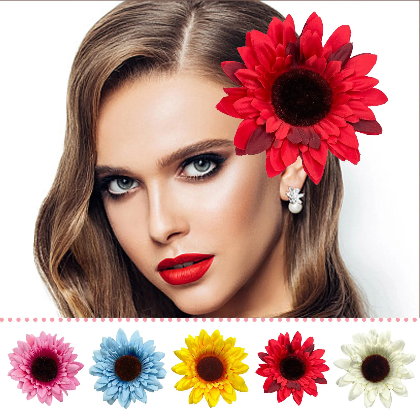 

Sunflower Hair Clips Side Bangs Clip Cute Daisy Spring And Summer Flower Hairpin Simulation Cloth Art Sunflower Headdress 집게핀
