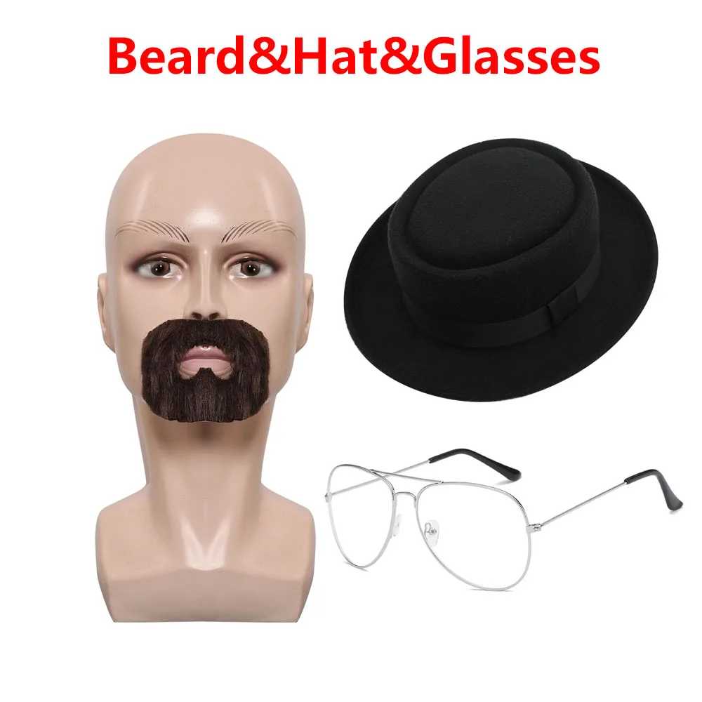 Film Breaking Bad Walter White Cosplay Hoed Baard Bril Disfraz Kostuum Accessoires Mannelijke Fantasie Halloween Carnaval Prop Geschenken