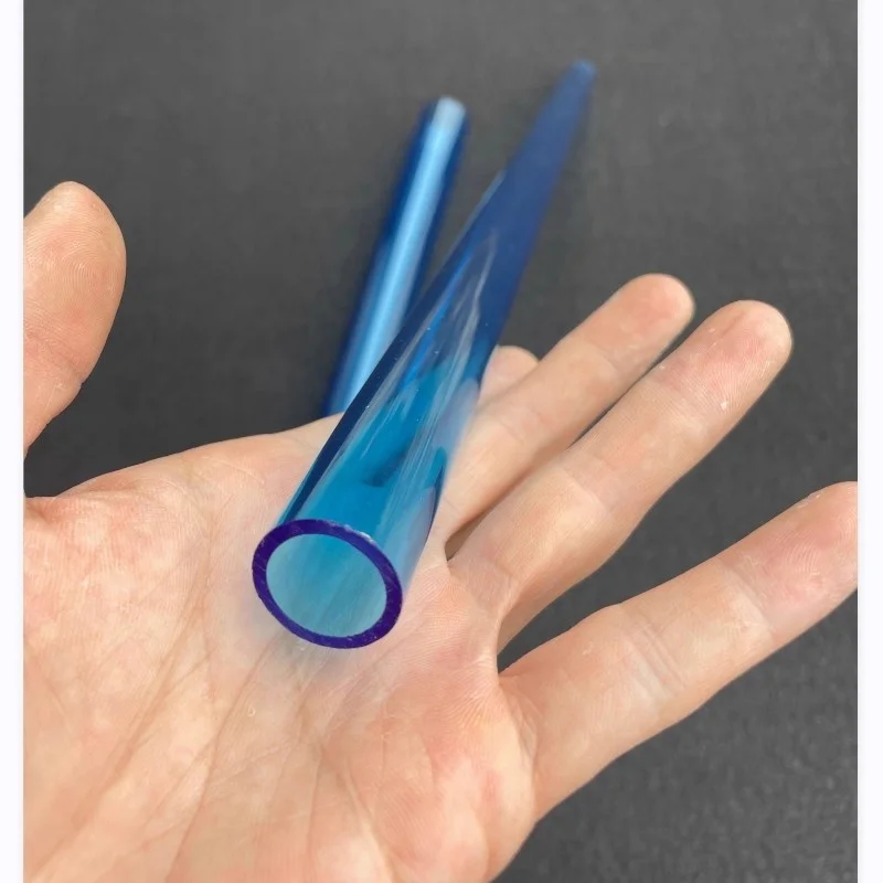 2Pcs Length 495mm Blue Transparent PC Polycarbonate Rigid Round Hollow Tube PC Pipe Plastic Tube OD16/20/25/30/32/38/40/50mm