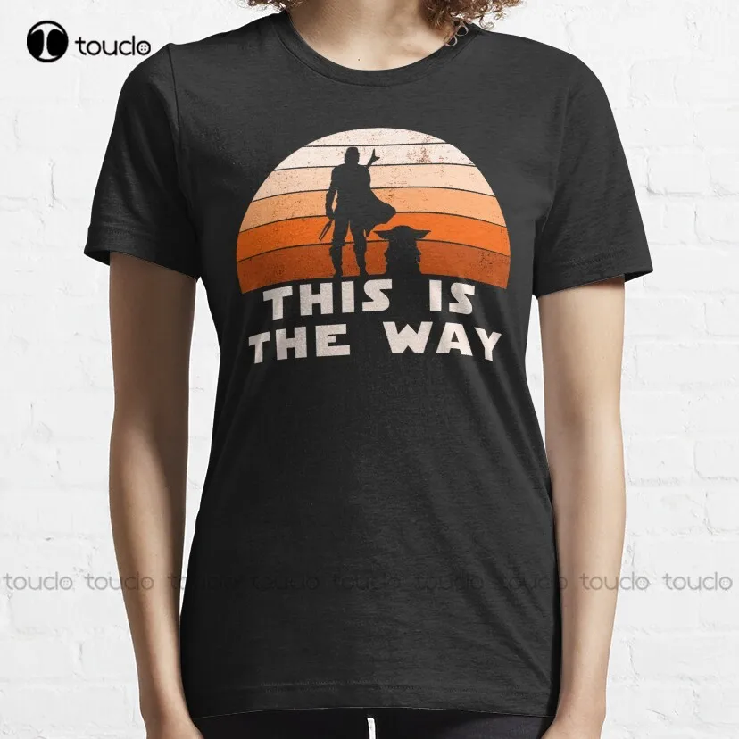 Mando Retro This Is The Way And The Baby Sunset  T-Shirt Custom Aldult Teen Unisex Digital Printing Tee Shirt Fashion Funny New