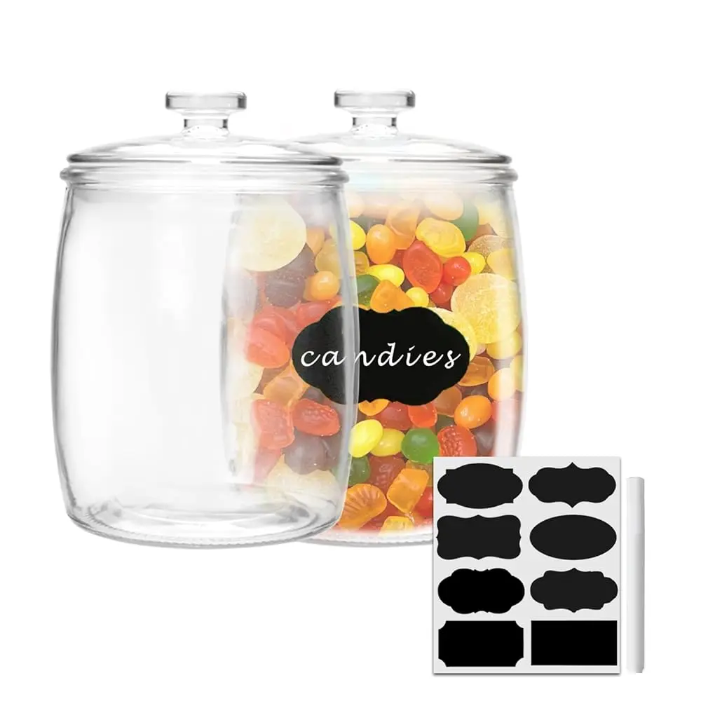 

1/2 Gallon Glass Jars, Cookie Jar & Candy Jar With Lid, Large Food Storage Container,Glass Jar With Lid For Buffet, Coffee &