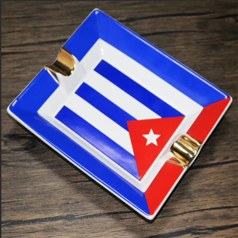 

luxury Cuban Cigar Ashtray European-Style Home Living Room Creative Personality KTV Flag of Cuba Cigar Ashtray Household Trend