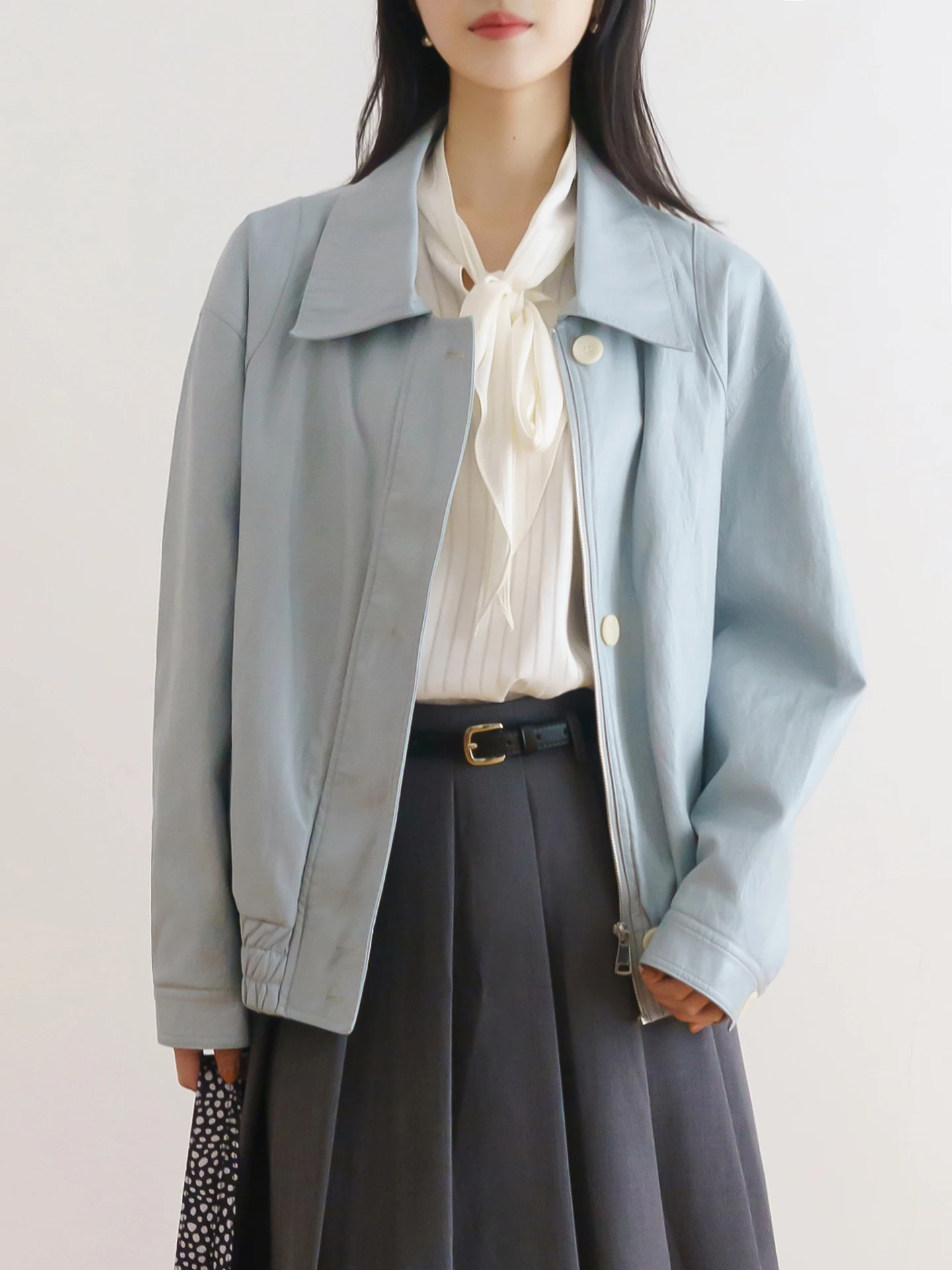 

Женская повседневная куртка Floradance из мягкой искусственной кожи синего цвета, свободного кроя, с воротником, короткая верхняя одежда, модное женское пальто Весна 2026