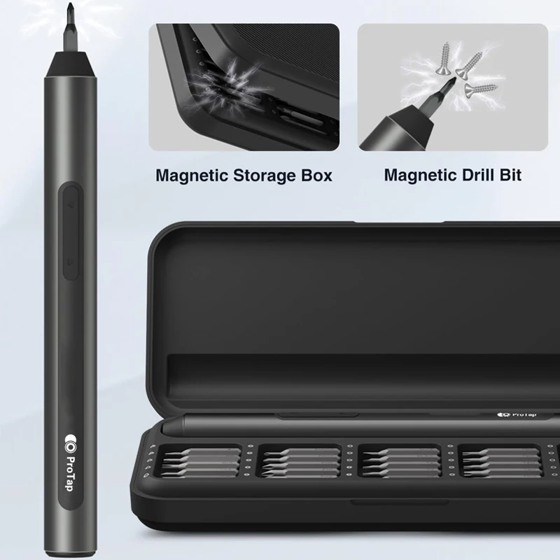 ProTap 25-in-1 Precision Electric Screwdriver Set USB Rechargeable Steel Bits Cordless Repair Multi-functional Power Tools