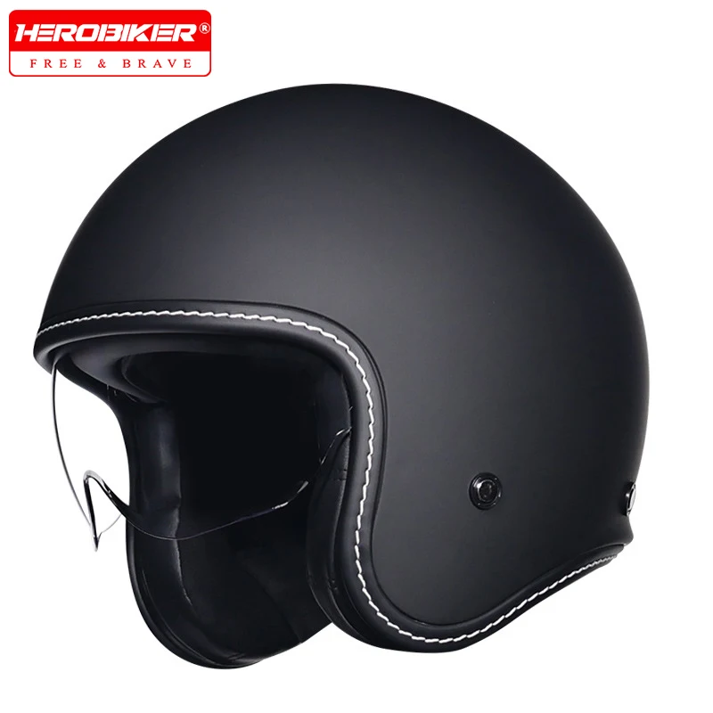 Retro Motorcycle Helmet DOT Certified Motorbike Half Helmets Wear Resistant And Drop Resistant Scooter 3/4 Helmet Scooter