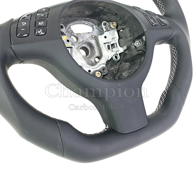 FOR BMW Sport Steering Wheel Black Handmade Leather Car Steering Wheel for BMW M3 E46 E39 E53 330ci 325i Series Without airbags - view 4