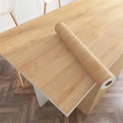 1 Roll Pvc Oil-proof Wood Grain Sticker Self-adhesive Wallpaper For Kitchen Countertop Furniture Cabinet Table Wall Renovation