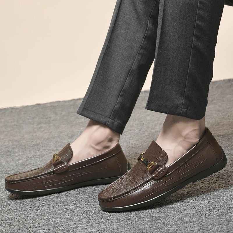 أحذية رجالية عصرية بدون كعب من البولي يوريثان بمقدمة مستديرة وقاع مسطح للولائم التجارية أحذية كلاسيكية مريحة للرجال #3