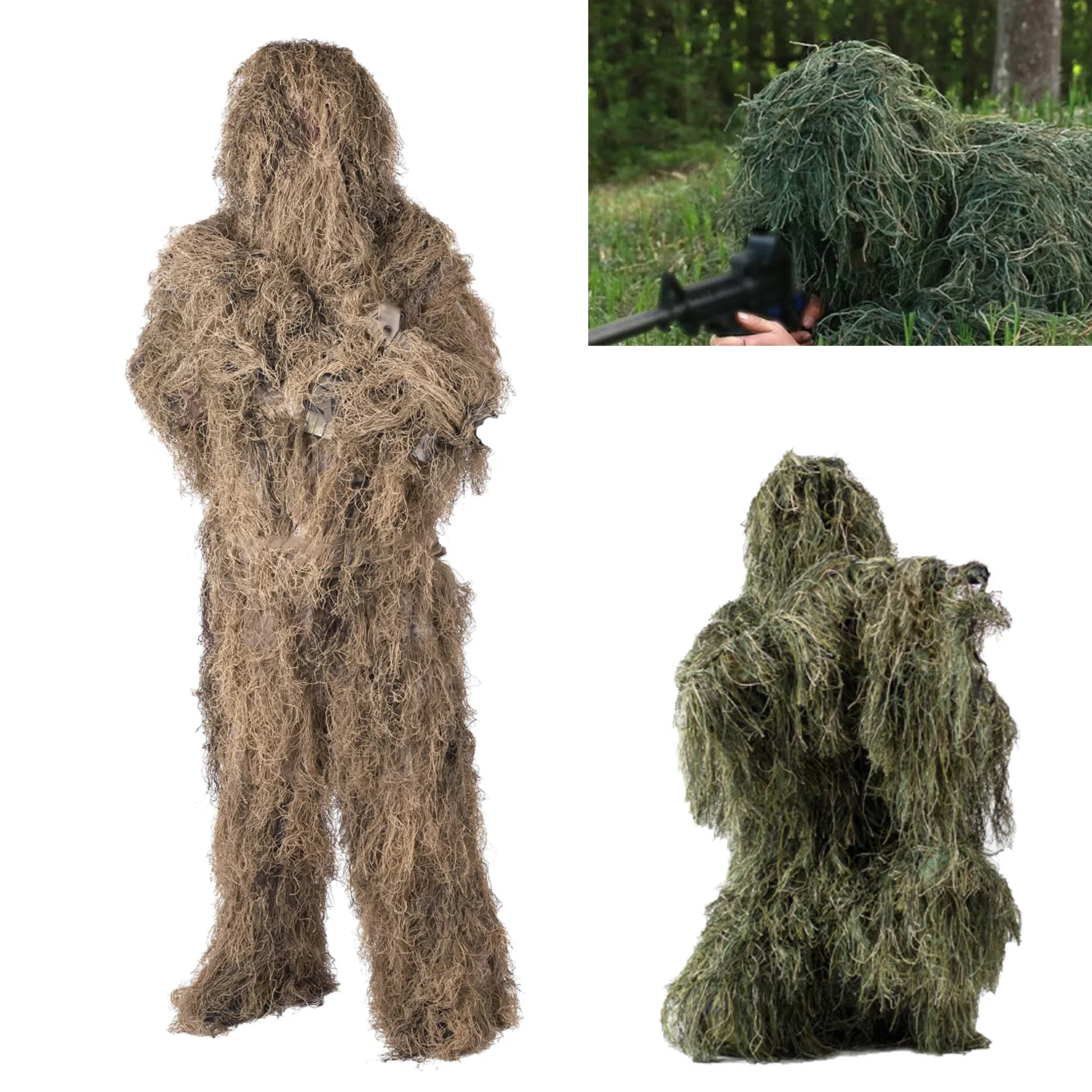 Tactical Gear Equipment Outdoor Jungle Hunting Woodland Men Desert Color Airsoft Camouflage Ghillie Suit