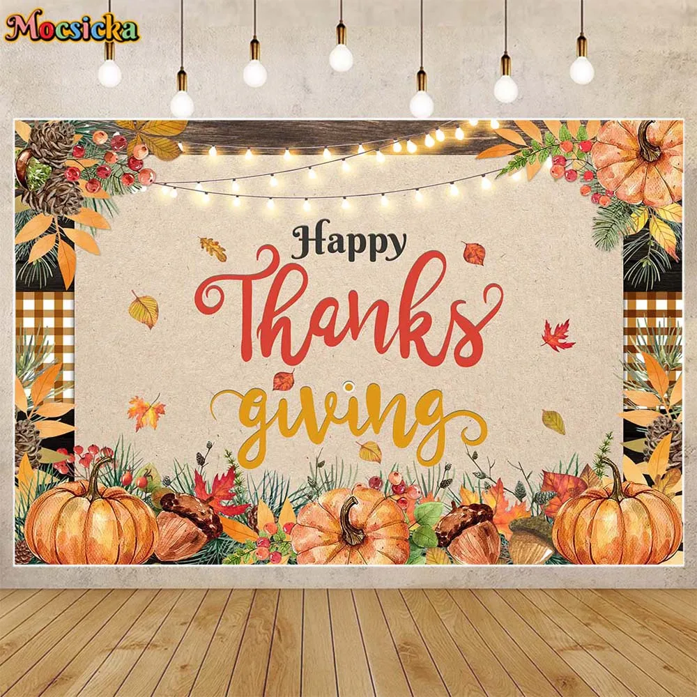 

Mocsicka Thanksgiving Backdrop Autumn Pumpkin Happy Thanksgiving Party Decorations Family Portrait Photo Background Table Banner