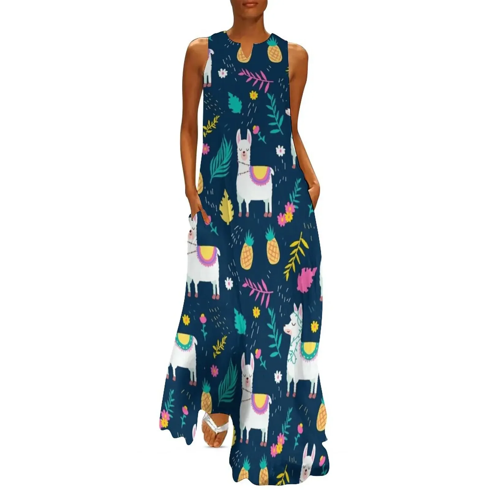 

Cute Llama Summer Pineapple Pattern for Kids Long Dress Bride dresses summer dress korean women Dress