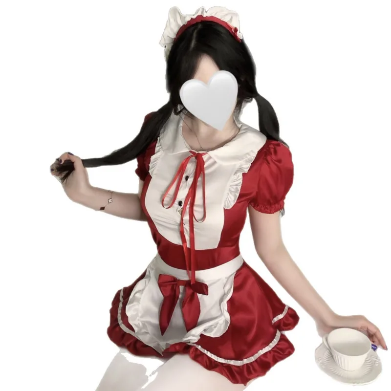 

Pure Desire Maid Dress Sexy Cosplay Cute Passionate No-Undressing Flirting Maid Uniform Dress Short Sleeved With Bowknot SWYW