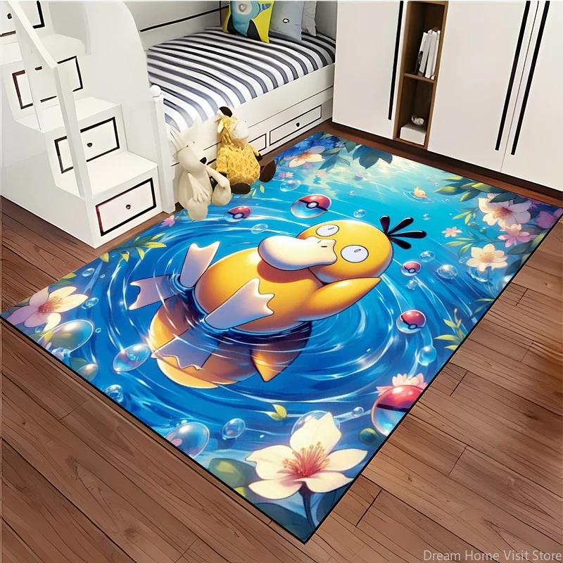 

17 Style MINISO Pokemon Psyduct Printed Large Area Rug Carpet for Living Room Kids Bedroom Bathroom Decor Sofa Doormat Floor mat