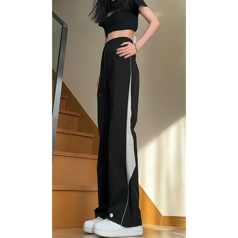 فضفاضة تناسب النساء الشارع الشهير وزرة السراويل الترنك عادية الربيع يندبروف واسعة الساق ركض بنطلون في الهواء الطلق الرجال ملابس العمل Sweatpants