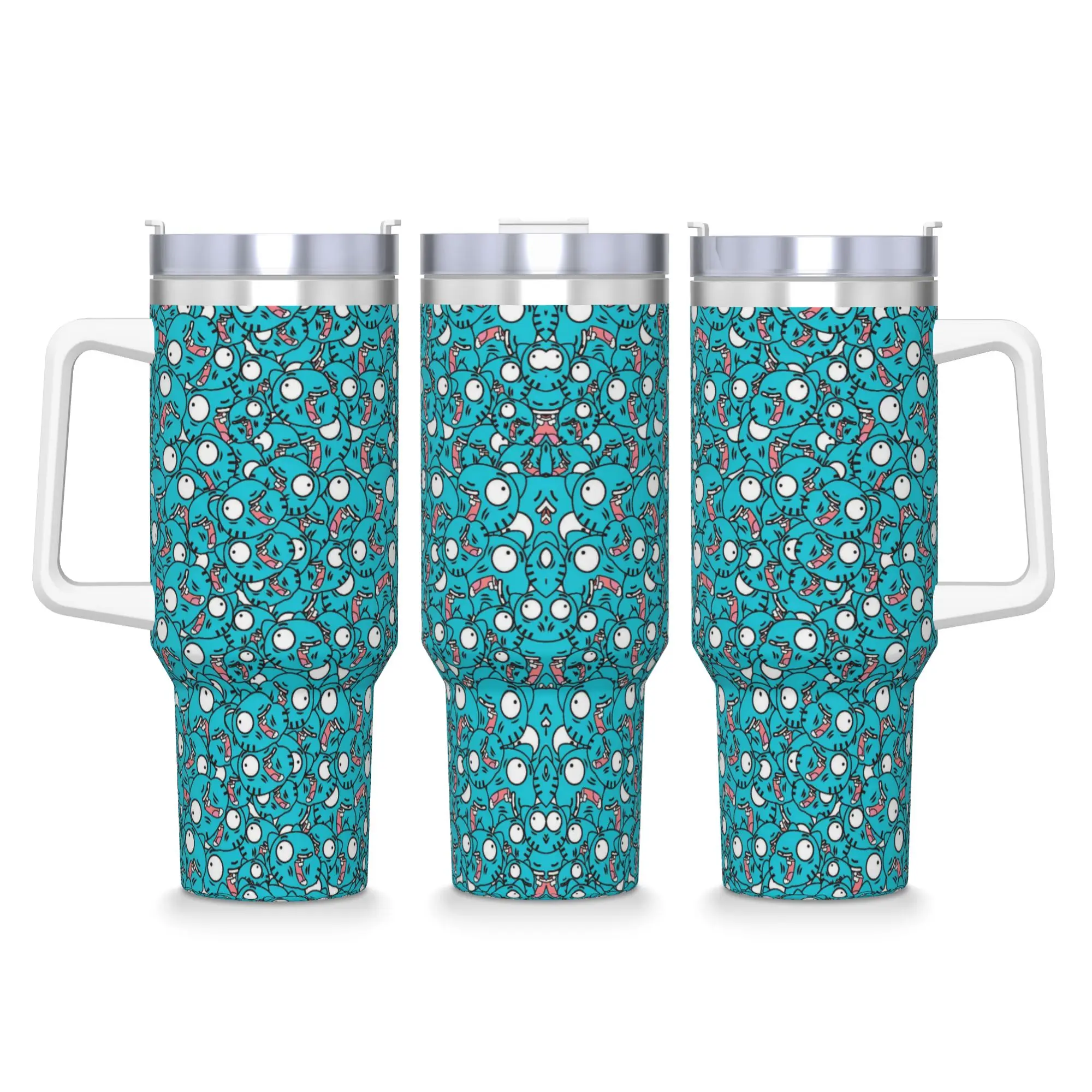 

Cartoon World Of Gumballs Doodle Stainless Steel Tumbler Thermal Mug With Straws and Lid Large Car Mugs Hot Drinks Water Bottle
