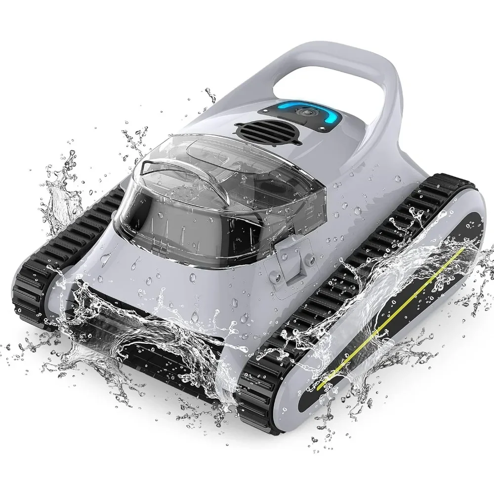 

Cordless Robotic Pool Cleaner 150 Mins Wall Climbing 180W Powerful Suction LED Indicator Up To 2,000 Sq. Ft