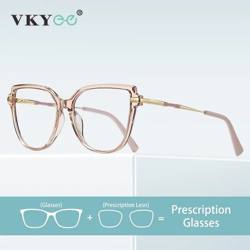 VKYEE, gafas circulares antiazules a la moda con forma de ojo de gato para mujer, se pueden personalizar con prescripción fotocromática en seis colores PFD2210