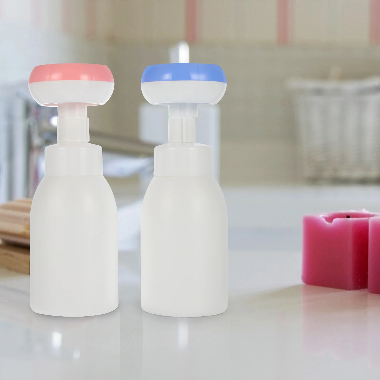 

2pcs 300Ml Foaming Soap Dispensers Flower Shape Bubble Making Bottle For Liquid Soap Hand Travel Refillable Pet