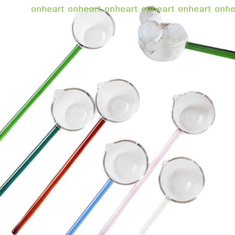 Borosilicate Glass Spoon With Long Handle Transparent Heat Resistant Sauce Soup Spoon With Spout Dessert Spoon Kitchen Bar Party