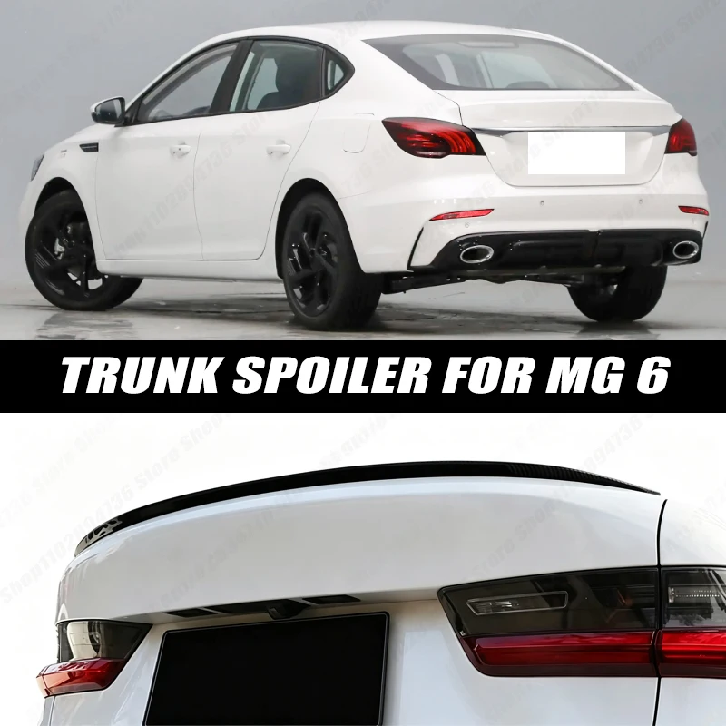 120CM Glossy Black Soft Rubber Universal Rear Trunk Spoiler 5D Carbon Look Tail Wing Fit For MG 6 Car Accessories