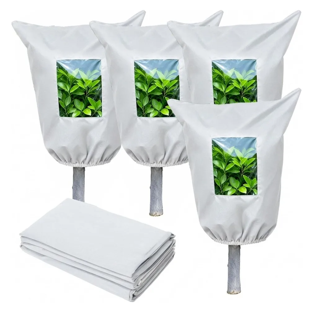 Non‑woven Plant Frost Protection Cover View Window Anti-Frost Plant Protection Bag with Zipper Drawstring Cold Resistant