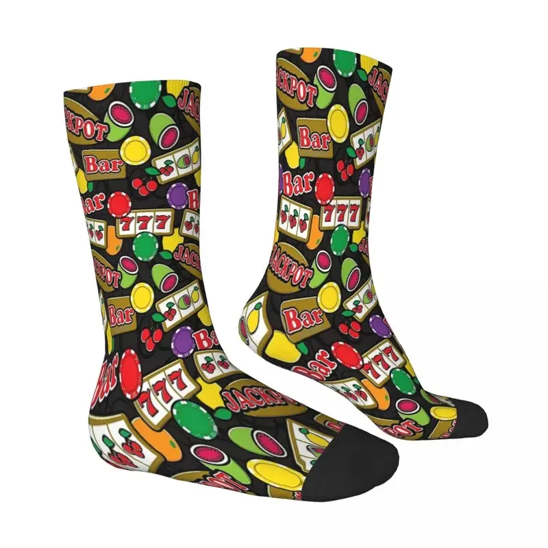 Y2K Casino Jackpot Lucky Slot Machine Fruit Slots Pattern Socks Male Mens Women Winter Stockings Harajuku