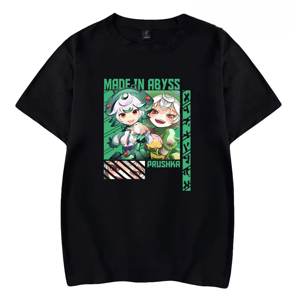 

Футболка оверсайз с аниме «Сделано в Бездне», модная смешная рубашка с круглым вырезом и коротким рукавом для мужчин и женщин, футболка с графическим рисунком, уличная одежда, лето