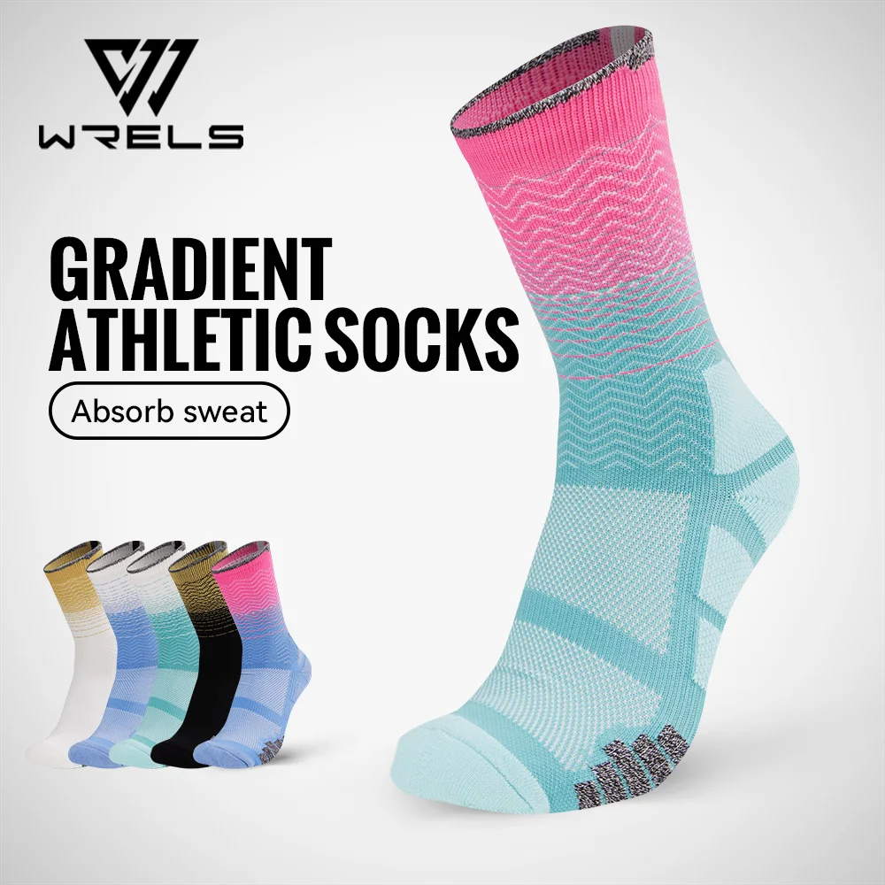 

WRELS Running Marathon Professional Socks Travel Breathable Basketball Absorb Moisture Sweat Socks Outdoor Men Women Sports Sock