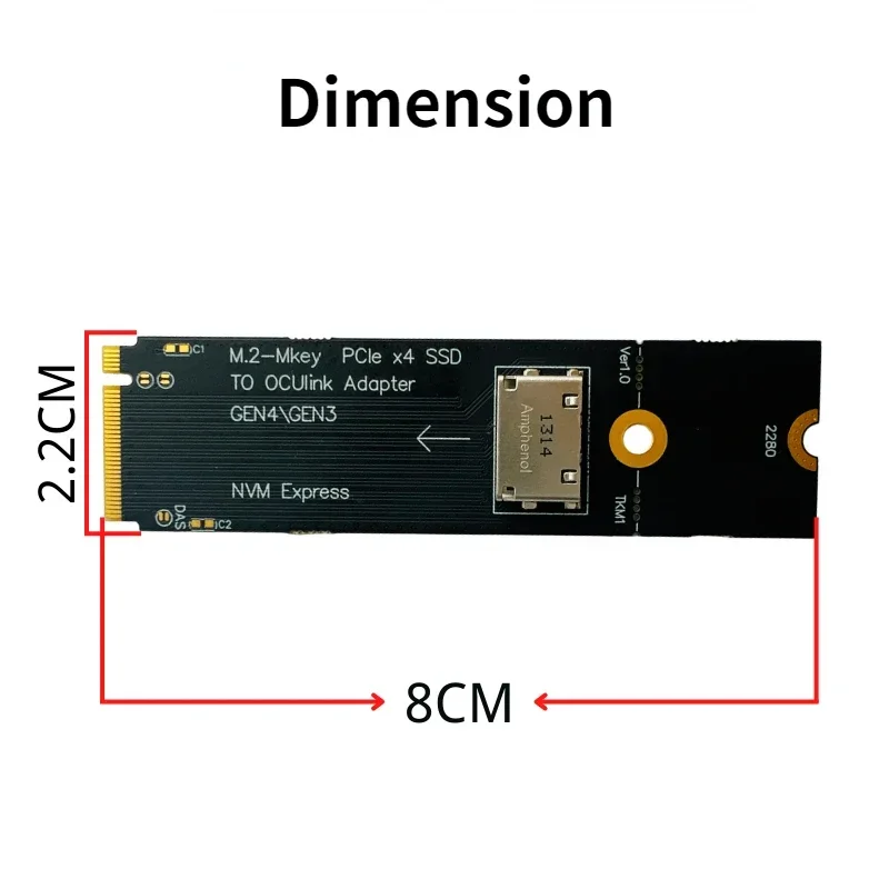 Adaptador de SFF-8612 Oculink, tarjeta elevadora M.2 NVME m-key a U.2, PCI-E NGFF Gen4 Gen3 de 2,5 pulgadas, M.2 M Key PCIE X4 SSD a Oculink