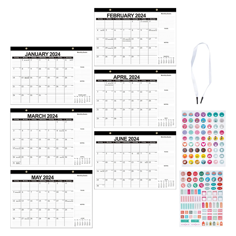 

Wall Hanging Yearly Planner Calendar Simple Design Space-Saving Office Home Paper Schedule Memo Organizer Gift for New Year