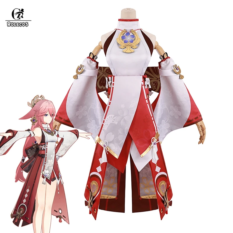 

ROLECOS Genshin Impact Yae Miko Cosplay Costume Game Genshin Guuji Yae Uniform Dress Lady Yae Outfit Halloween Costume For Women