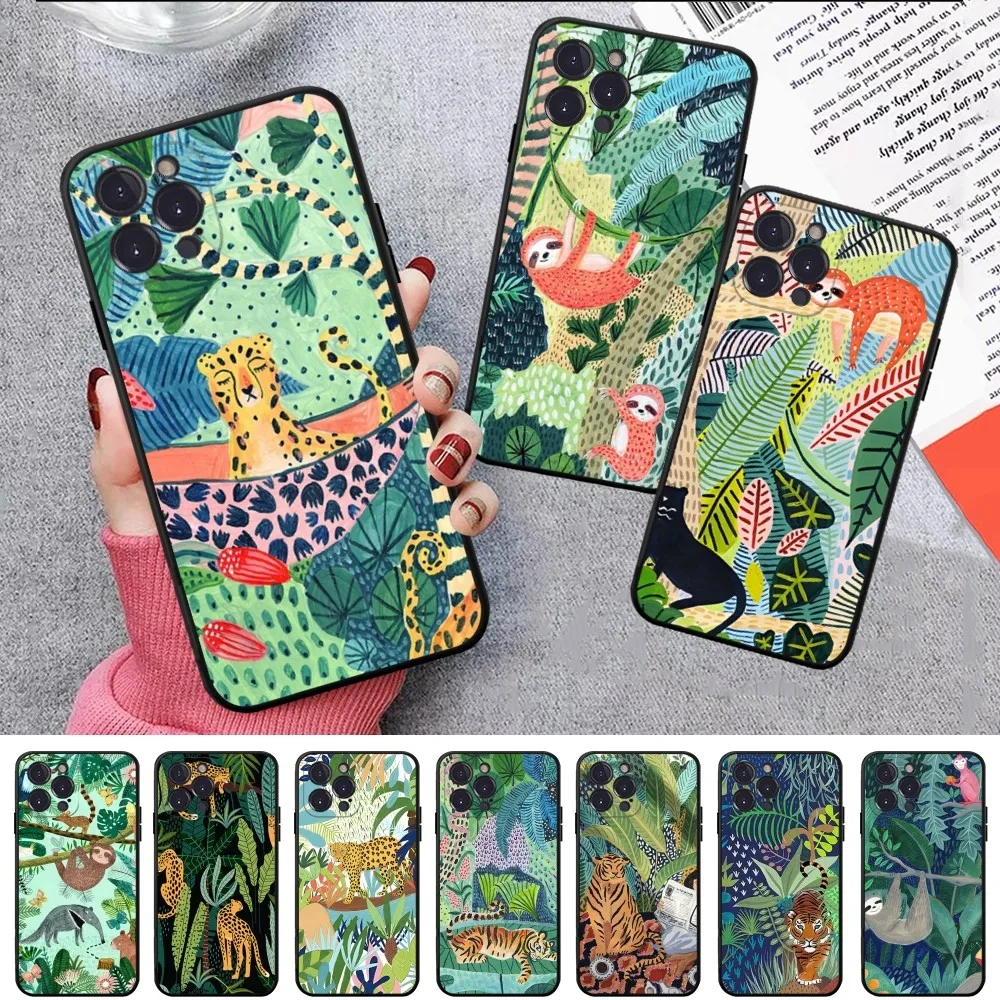 Cute Cartoon Anime Sloth Leopard Phone Case For IPhone 15 8 7 6 6S Plus X SE 2020 XR XS 14 11 12 13 Mini Pro Max Mobile Case