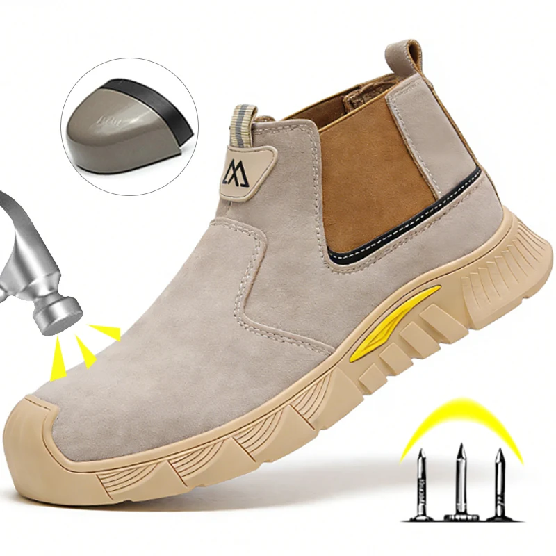 Fashion best quality Protective Shoes Work Safety Shoes For Men Anti-Smash Anti-Puncture Steel Toe Wear-Resistant Work Boots
