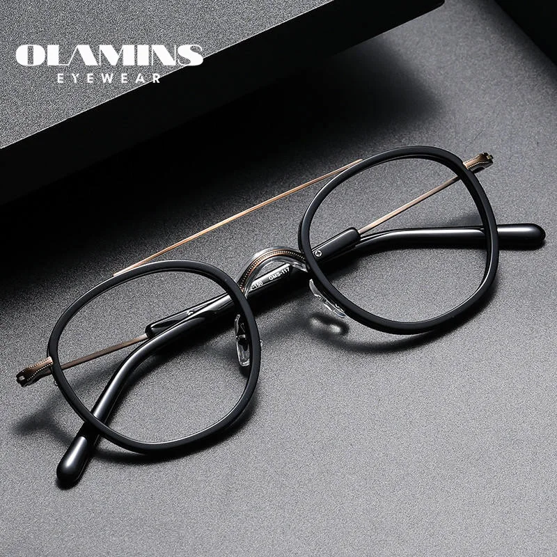 OLAMINS​ Unique Reading Glasses Spectacles Eyewear For Woman Mini Small Round Titanium Eyeglass Frame Optical GMS117