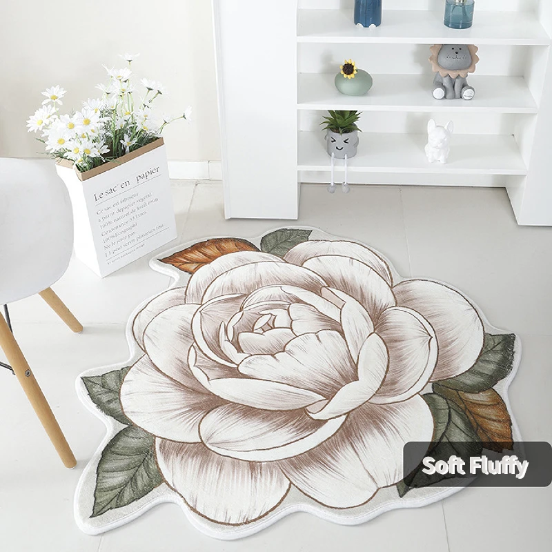 Modern Pink Flower Carpets for Living Room Sofas Ins Decoration Home Fluffy Soft Area Rugs Bedroom Bedside Rug Entrance Door Mat