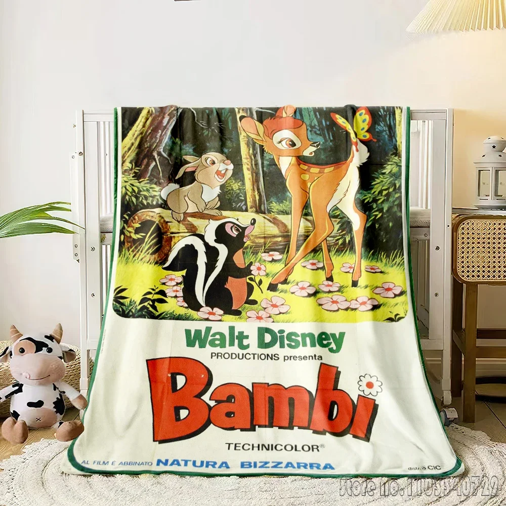 Bambi Cartoon 3D Printed Home Cute Kids Blanket Throw for Bed Sofa Decor Fleece Nap Blankets Boys Girls Children Gift