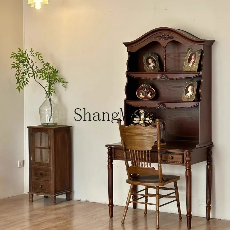 

ZYY solid wood makeup table integrated retro old carved living room dish cabinet storage display cabinet