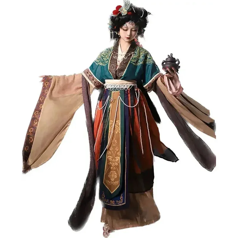 

Chinese dress women vintage traditional Carnival & Halloween cosplay costume Summer Green & red embroidery hanfu dres5;c,6's.2;b